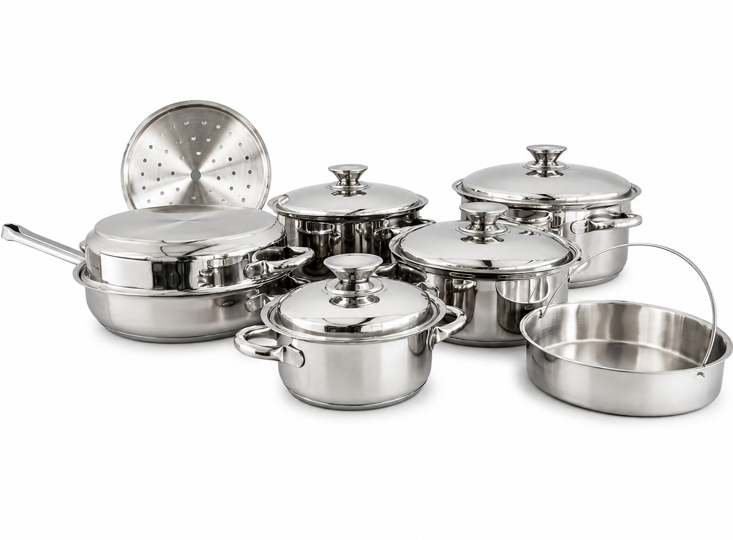 BATERIA DE COCINA EN ACERO QUIRÚRGICO 5 CAPAS
