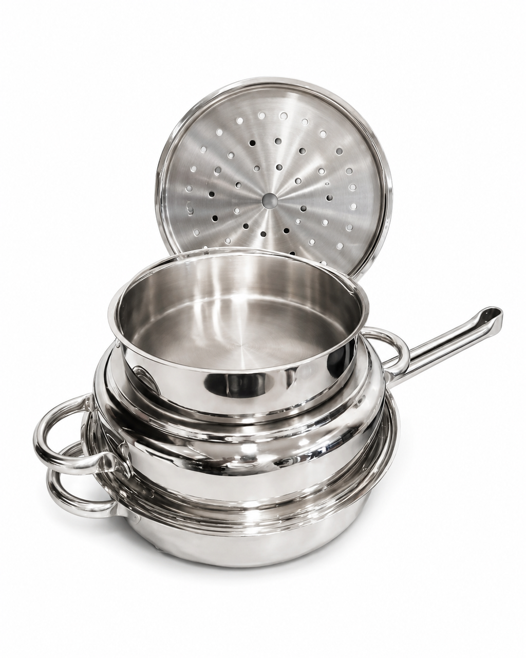 BATERIA DE COCINA EN ACERO QUIRÚRGICO 5 CAPAS